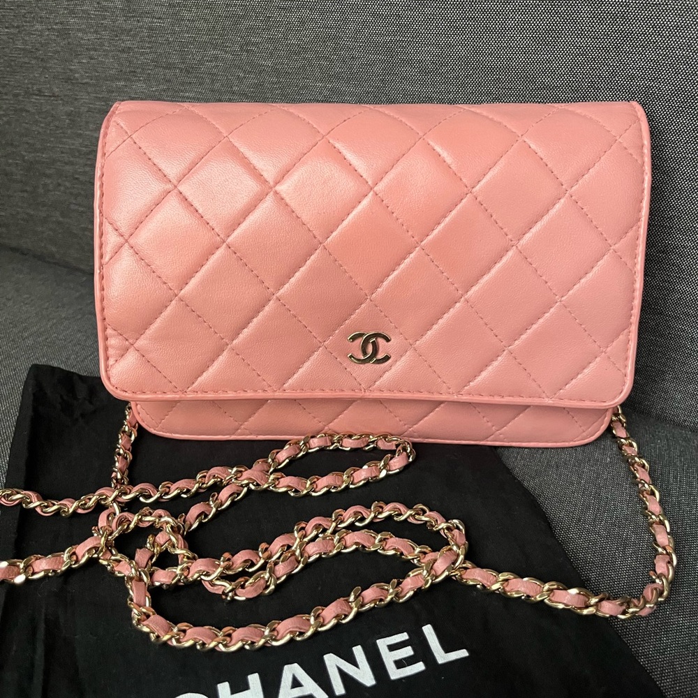 Chanel Wallet on Chain (WOC) Pink Quilted Leather Crossbody - Picture 3 of 12